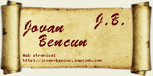 Jovan Bencun vizit kartica